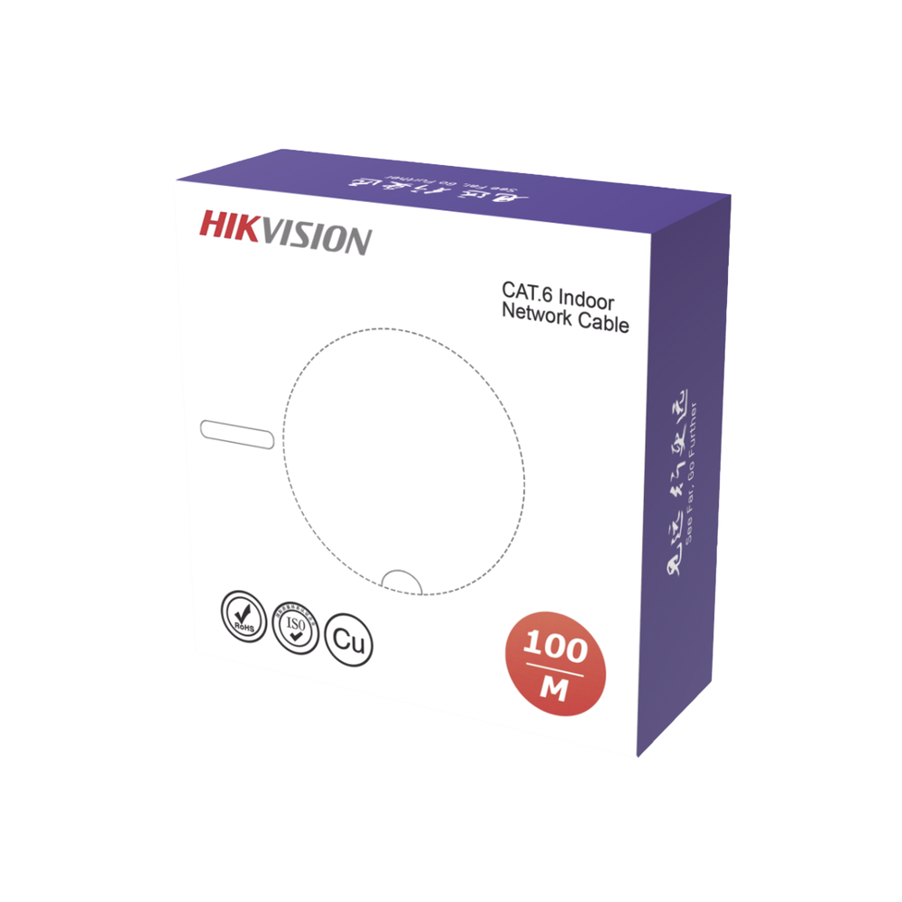 Hikvision Bobina de Cable Ethernet Cat6, UTP, 100 Metros