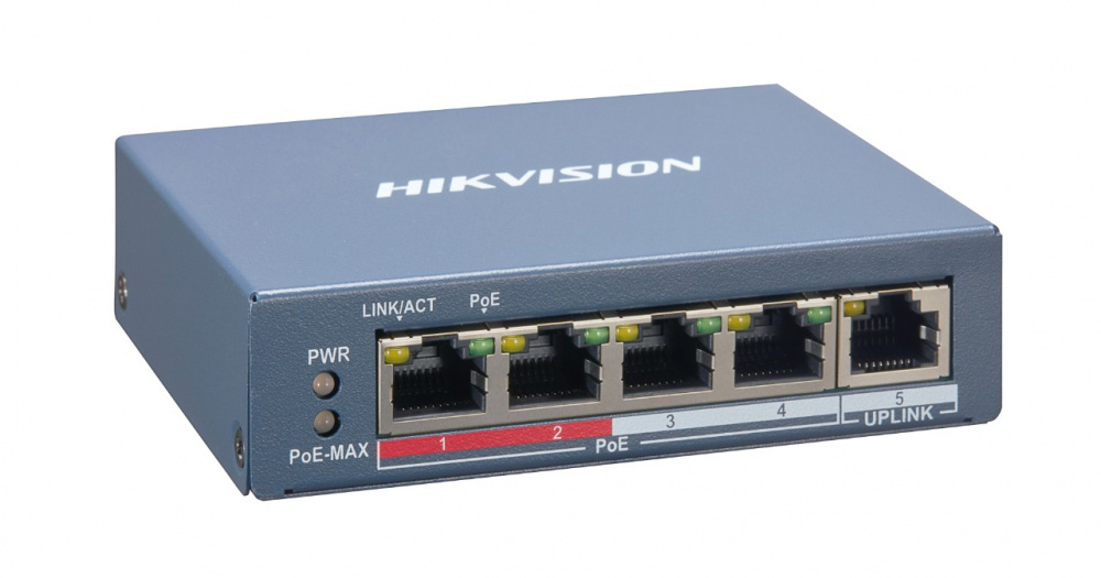 Switch Hikvision Fast Ethernet DS-3E1105P-EI, 4 Puertos PoE+ 10/100 + 1 Puerto 10/100Mbps Uplink, 16Gbit/s, 2.000 Entradas -  No Administrable
