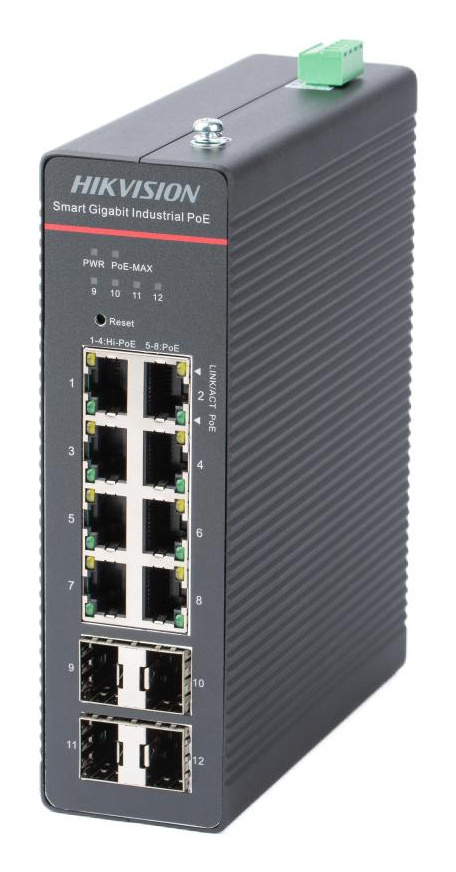 Switch Hikvision DS-3T1512HP-SI-8P4F, 8 Puertos Gigabit Ethernet 10/100/1000 4 x PoE+ 300W, 56 Gbit/s, 8000 Entradas, Administrado