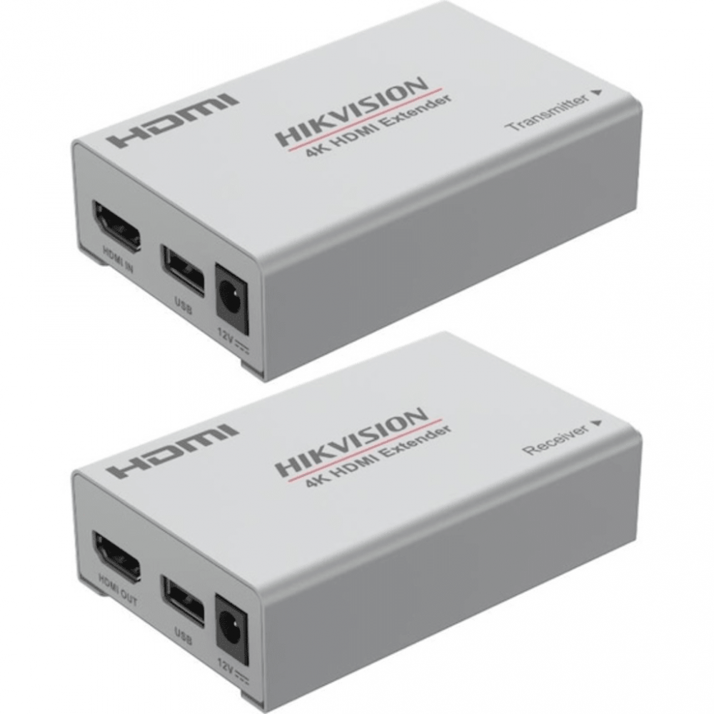 Hikvision Transmisor y Receptor Alámbrico por Cable Cat6, Entrada 1 x HDMI, Salida 1 x HDMI, hasta 120 Metros