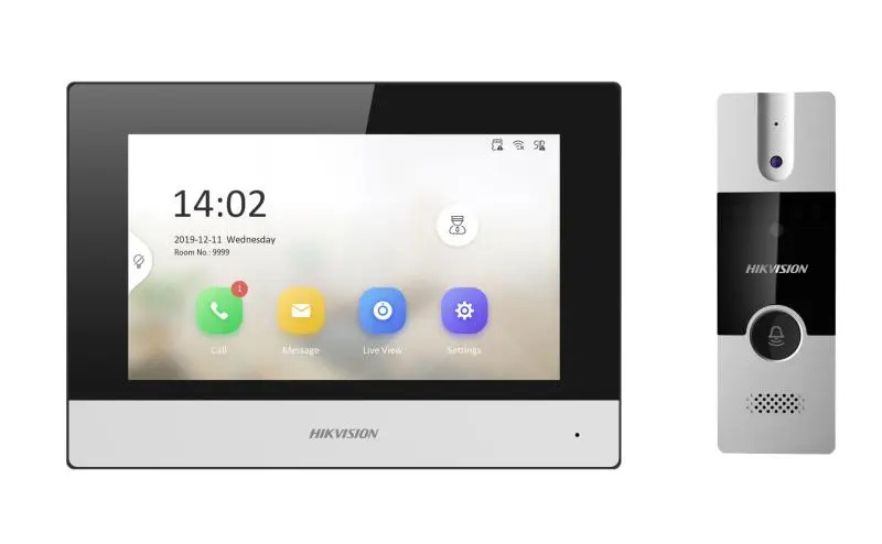 Hikvision Videoportero/Interfon DS-KIS302-P, 7", Altavoz, Alámbrico/Inalámbrico, Plata/Negro 