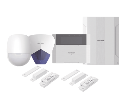 Hikvision Kit Sistema de Alarma DS-PHA64-LP AX HYBRID PRO, Alámbrico/Inalámbrico, 64 Zonas de Alarma, 1 Sensor de Movimiento, 2 Sensores Puerta/Ventana, con Panel de Control