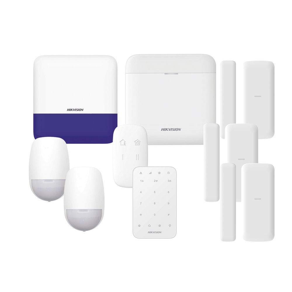 Hikvision Kit de Alarma DS-PWA48-FULL-K, Inalámbrico, Incluye 1 Hub/2 Sensores PIR/3 Contactos Magnéticos/1 Control Remoto/1 Sirena Inalámbrico/1 Teclado Inalámbrico