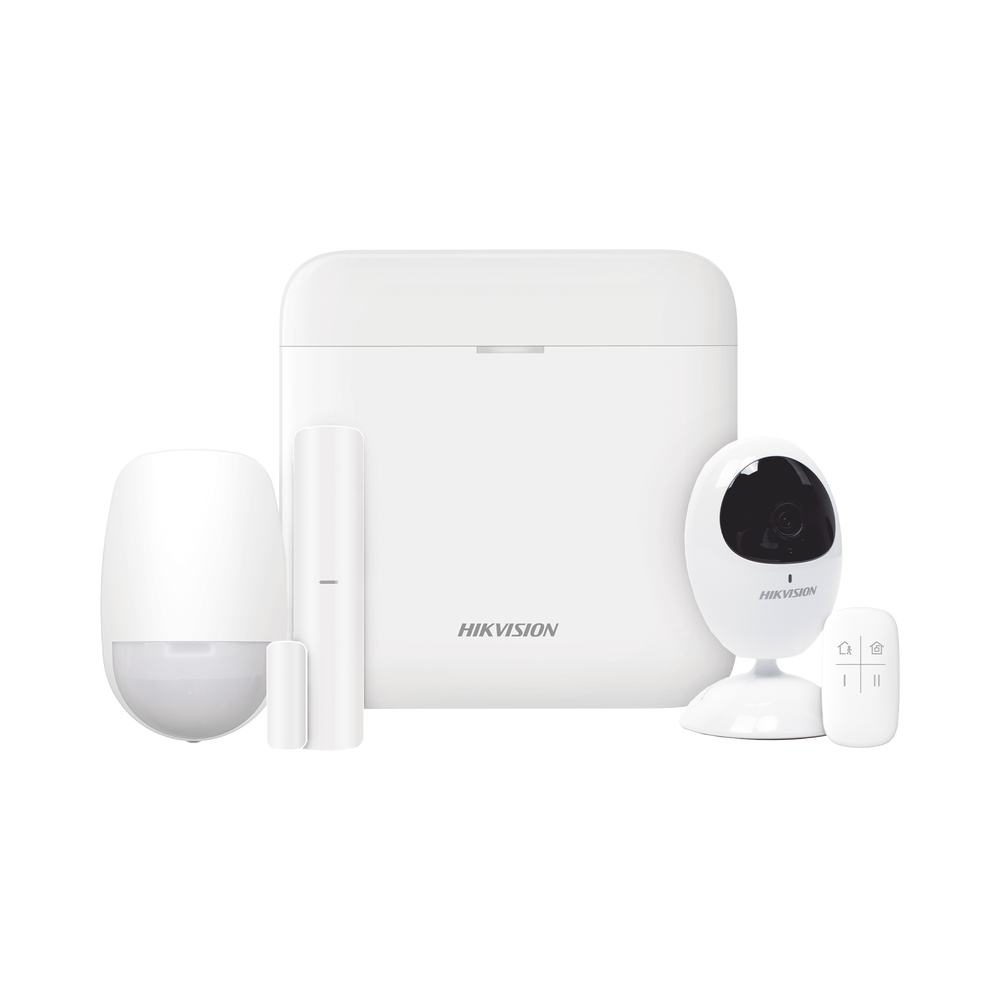 Hikvision Kit Sistema de Alarma DS-PWA48-KS AX PRO, Inalámbrico, Incluye Hub con Batería de Respaldo/Sensor/Contacto Magnético/Control Remoto/Cámara IP