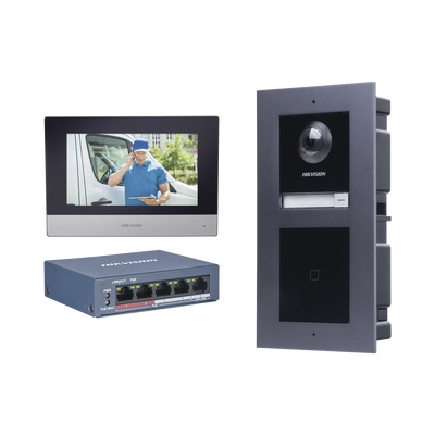 Hikvision Kit de Videoportero IP con Monitor 7", Alámbrico, Negro