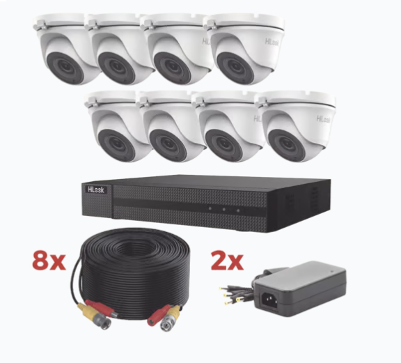 Hikvision Kit de Vigilancia HL1080P8E de 8 Cámaras IP Torreta con Grabadora de 8 Canales