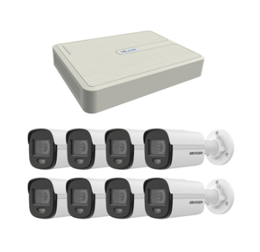 Hikvision Kit de Vigilancia ColorVu KIPCV2M de 8 Cámaras IP Bullet y 8 Canales, con Grabadora