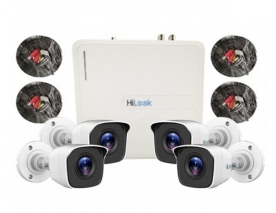 Hikvision Kit de Vigilancia HiLook KIT7204BM de 4 Cámaras CCTV Bullet y 4 Canales, con Grabadora