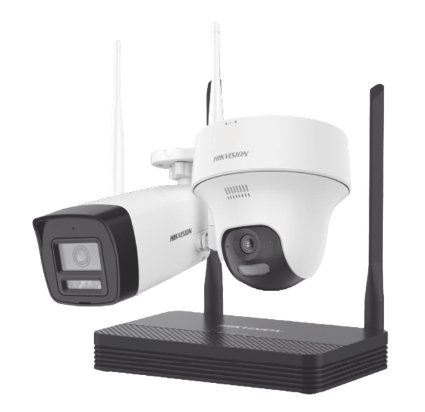 Hikvision Kit de Vigilancia NKS422W02H de 2 Cámaras IP Bullet/Torreta WiFi con Grabadora de 4 Canales