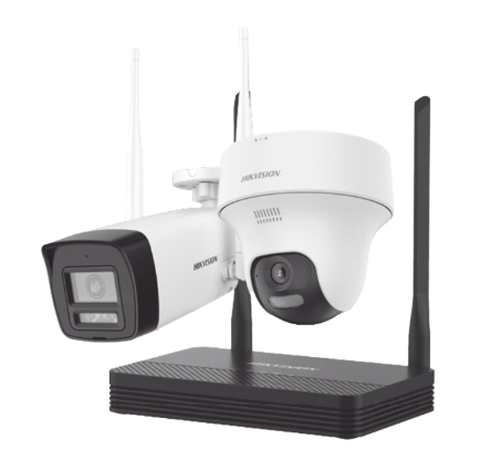 Hikvision Kit de Vigilancia NKS424W02H de 2 Cámaras IP Bullet/Torreta WiFi con Grabadora de 4 Canales