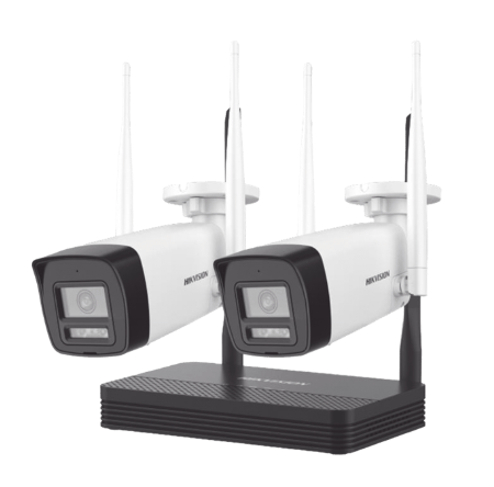 Hikvision Kit de Vigilancia NKS424W0H de 2 Cámaras IP Bullet WiFi con Grabadora de 4 Canales