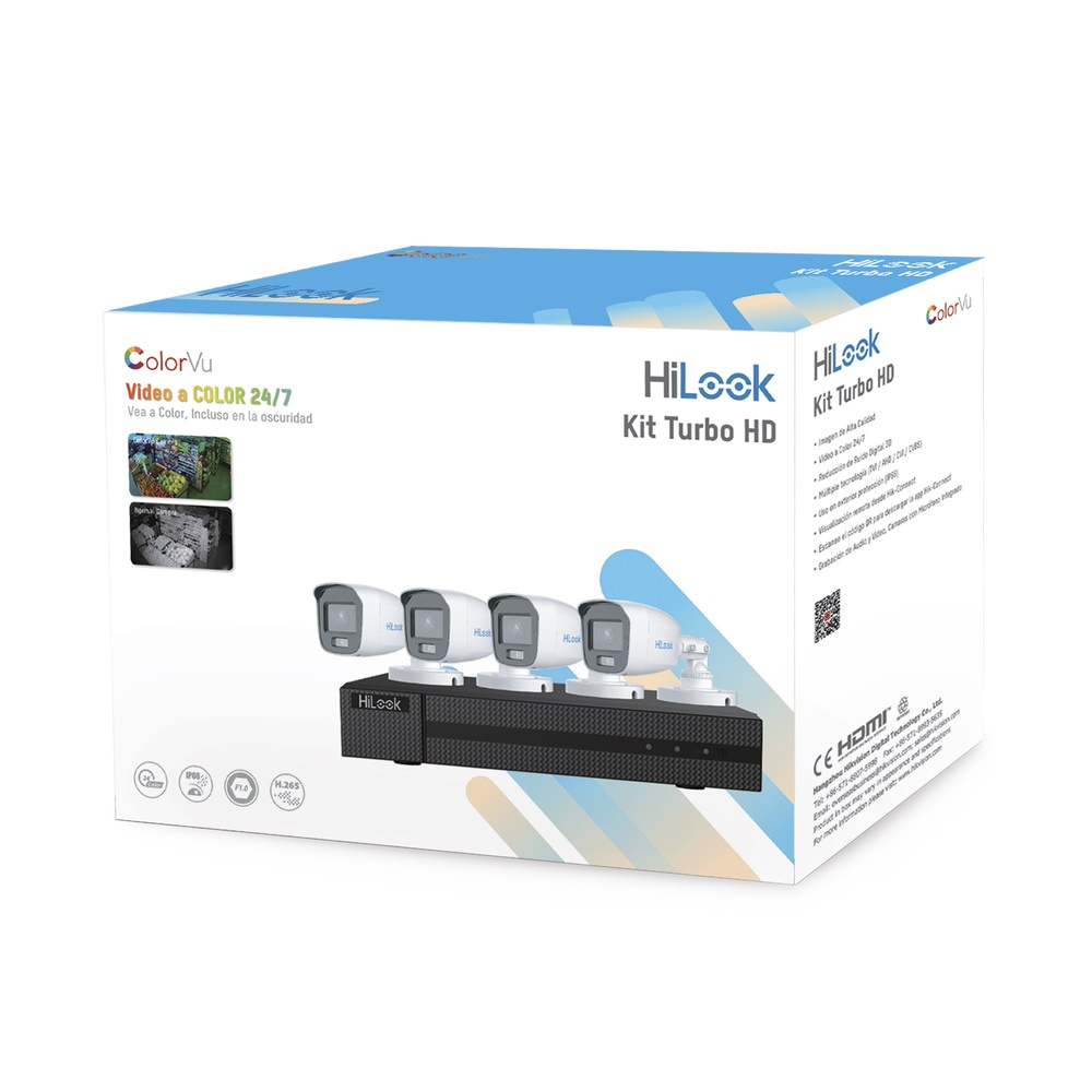 HiLook Kit de Vigilancia ColorVu HL-1080-CV/A de 1 Cámaras CCTV Bullet con Grabadora de 4 Canales