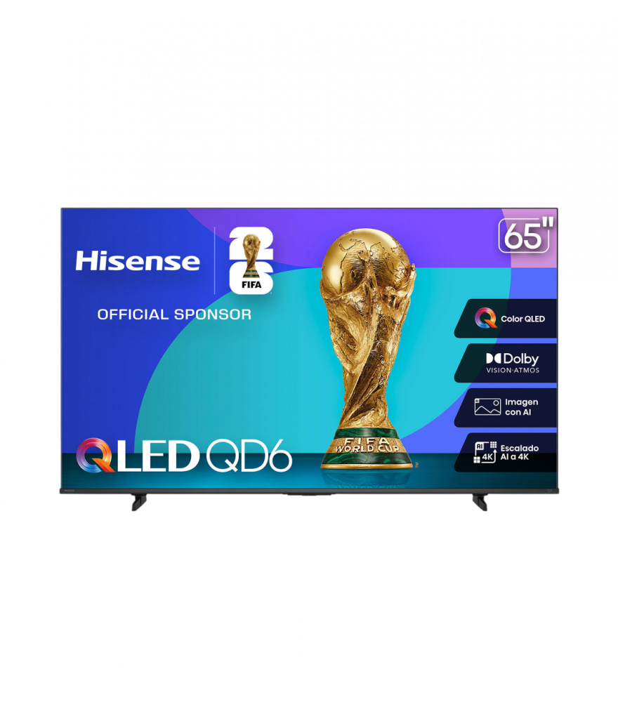 Hisense Smart TV QLED QD6QV 65", 4K Ultra HD, Negro