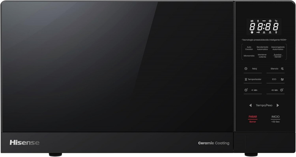 Hisense Horno de Microondas HMMS2509BP, 0.9 Pies Cúbicos, 1450W, 25.5 Litros, Negro