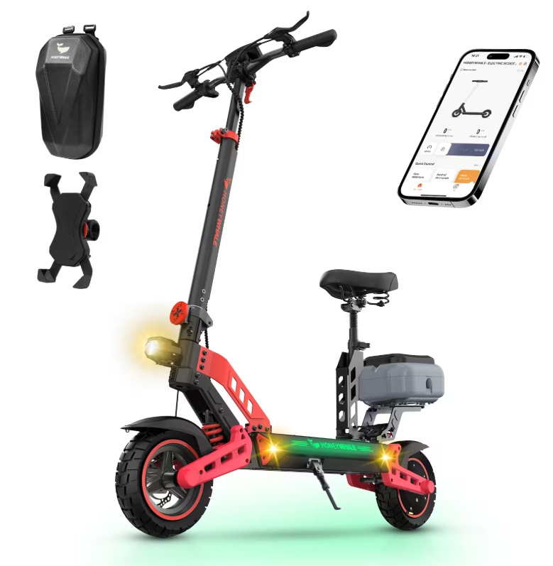 Honey Whale Scooter SHWT4BNNG, hasta 50km/h, 1000W, máx. 120kg, Negro