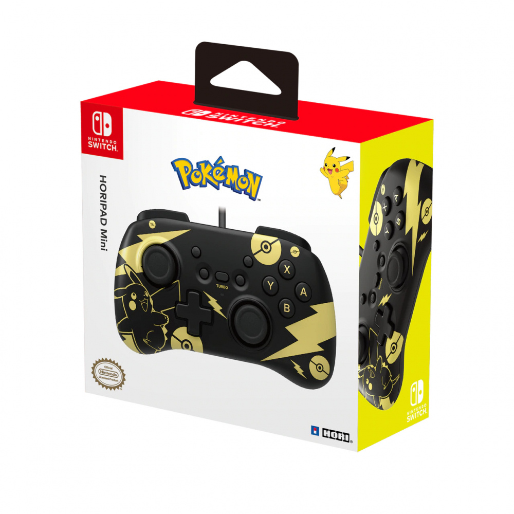 HORI Control HORIPAD Mini Pikachu para Nintendo Switch, Alámbrico, Negro/Amarillo