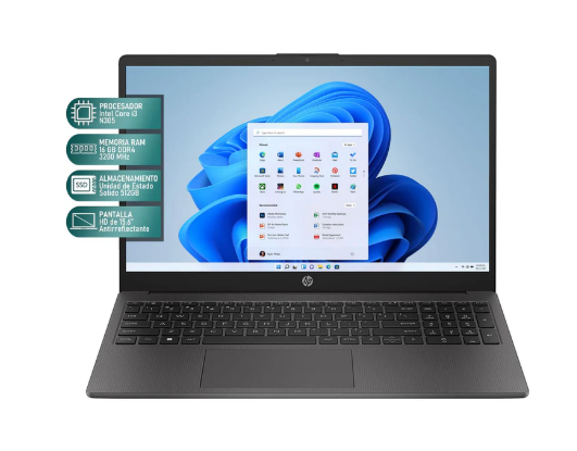 Laptop HP 250 G10, 15.6" 1366x768 HD, Intel Core i3-N305, 16GB, 512GB SSD, Windows 11 Home, Español