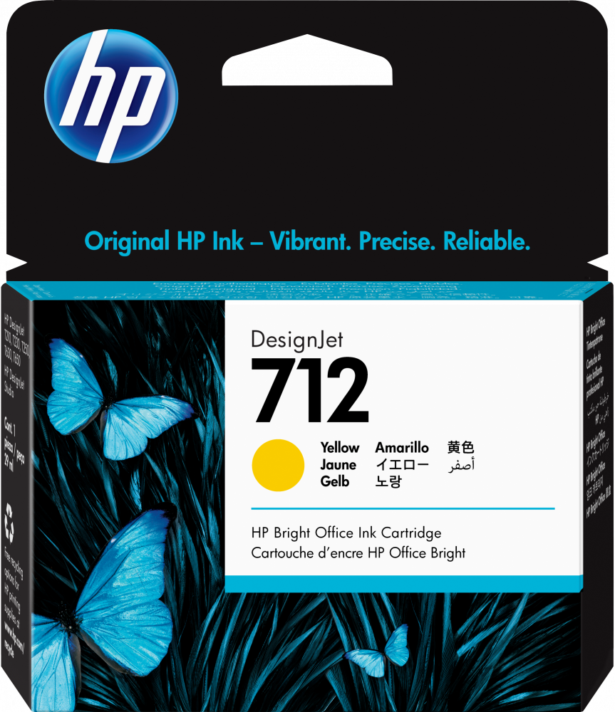 Cartucho HP 712 Amarillo, 29ml 