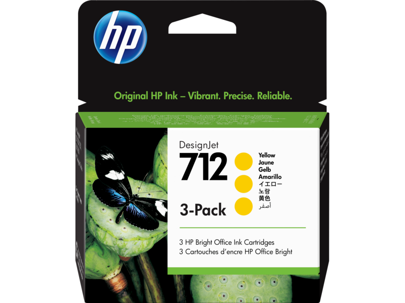 Cartucho HP DesignJet 712 Amarillo, 29ml - 3 Piezas