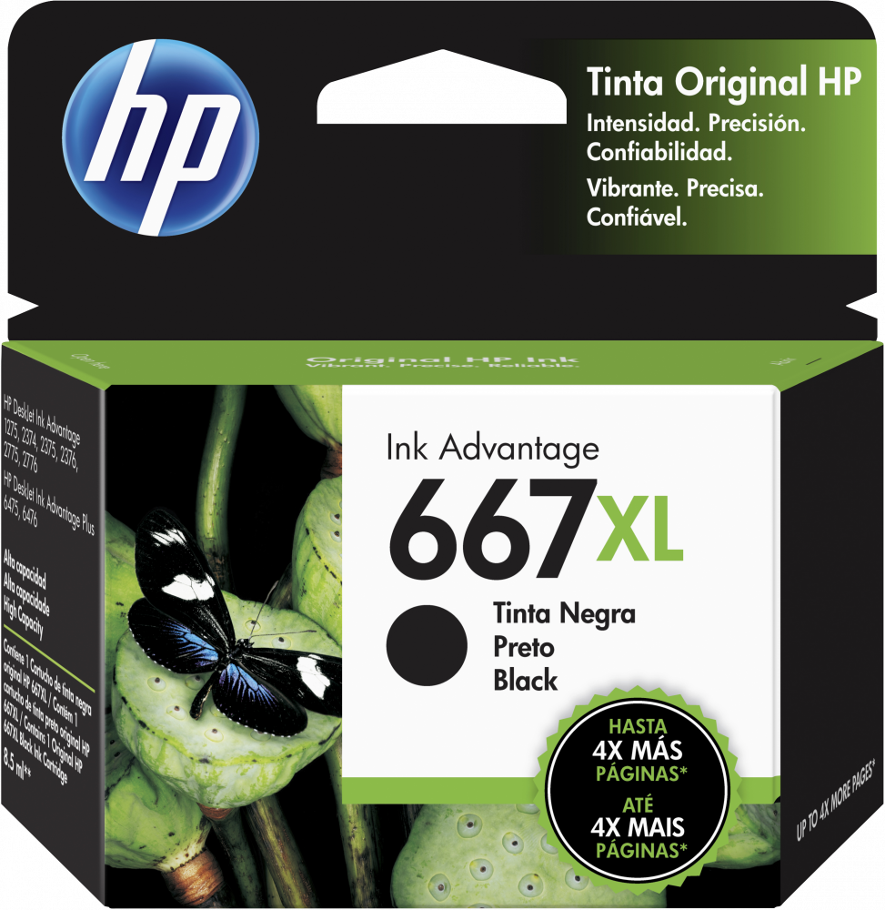 Cartucho HP 667XL Negro Original, 480 Páginas