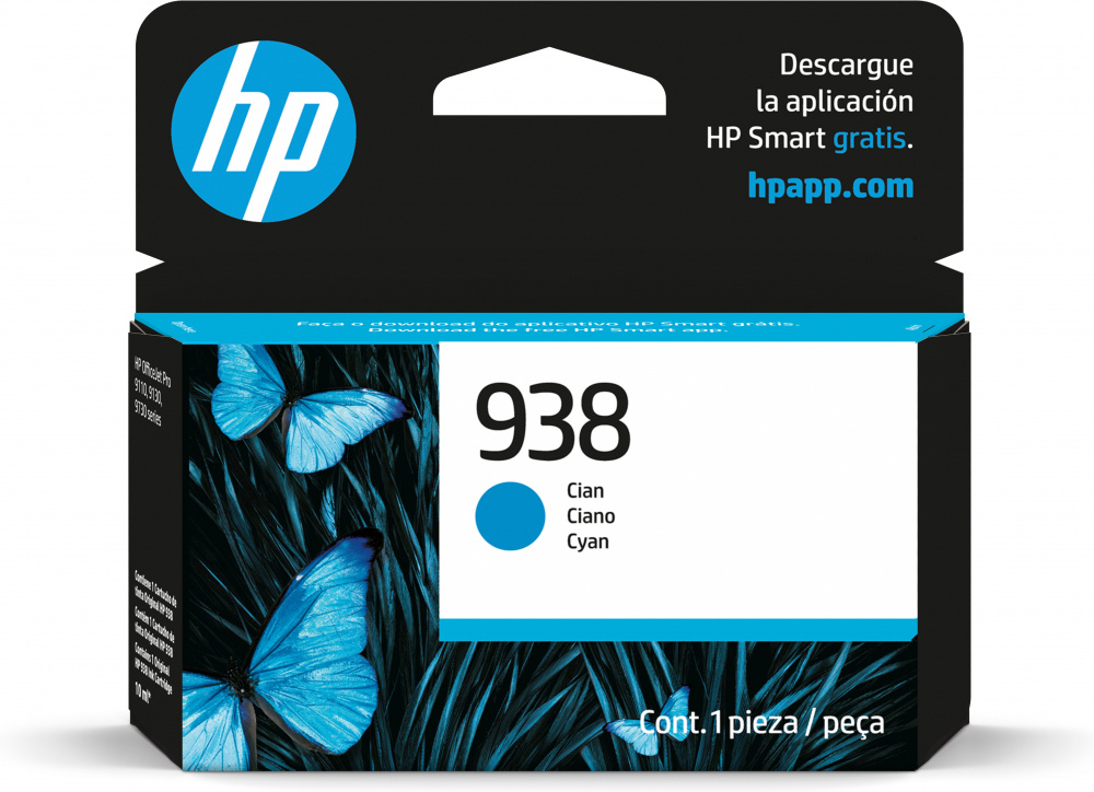 Cartucho HP 938 Cian, 800 Páginas ― ¡Compra $2,000 pesos o más en productos HP y participa para ganar una de las 2 pantallas Hisense!