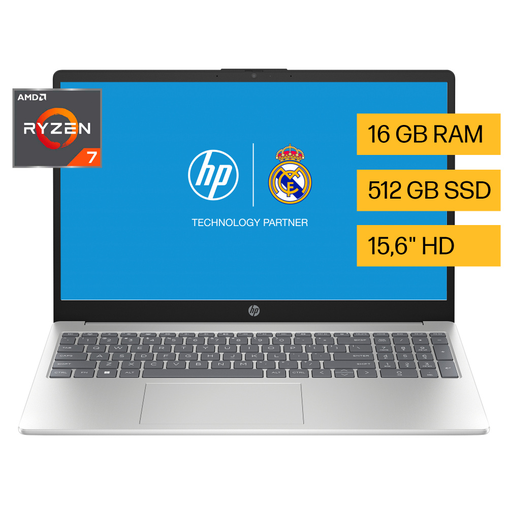 Laptop HP 15-FC0080LA, 15.6" 1366x768 HD, AMD Ryzen 7 7730U, 16GB, 512GB SSD, Windows 11 Home, Español