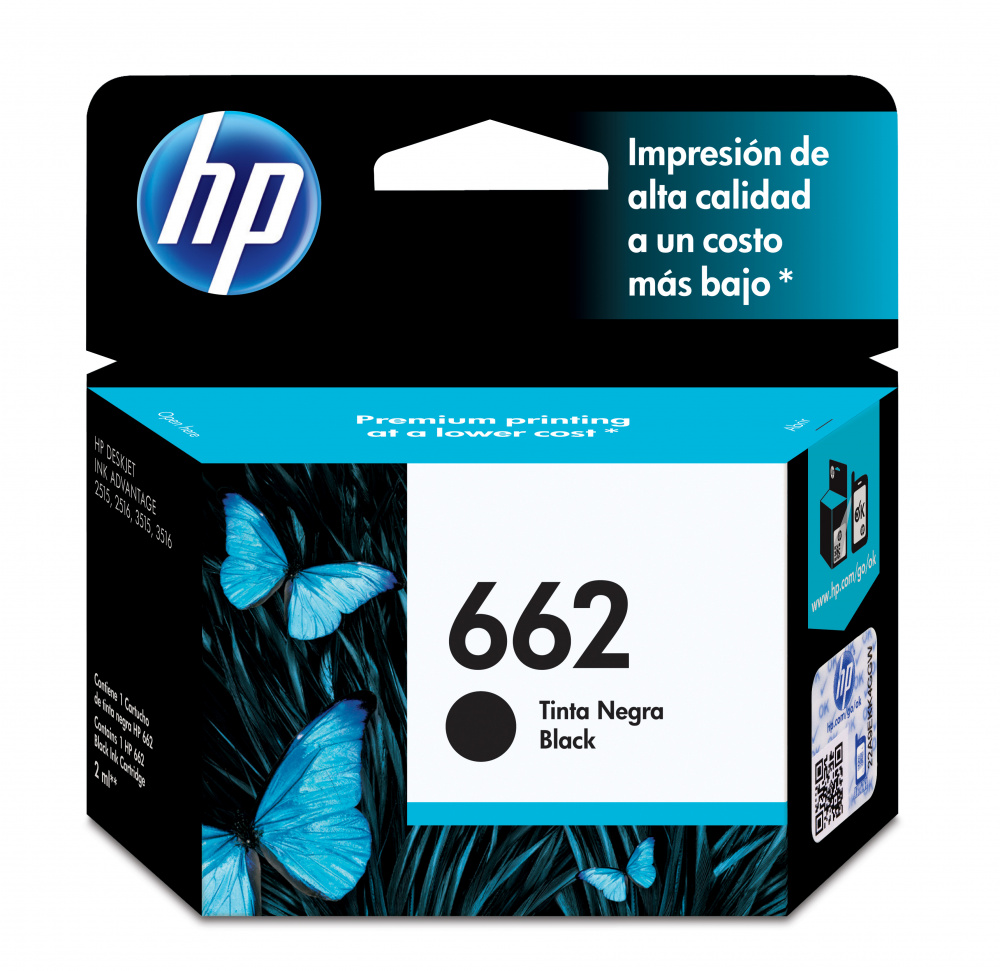 Cartucho HP 662 Negro Original, 120 Páginas