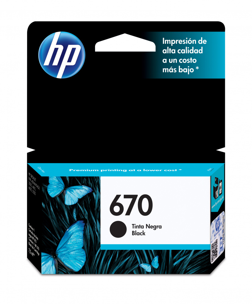 Cartucho HP 670 Negro Original, 250 Páginas