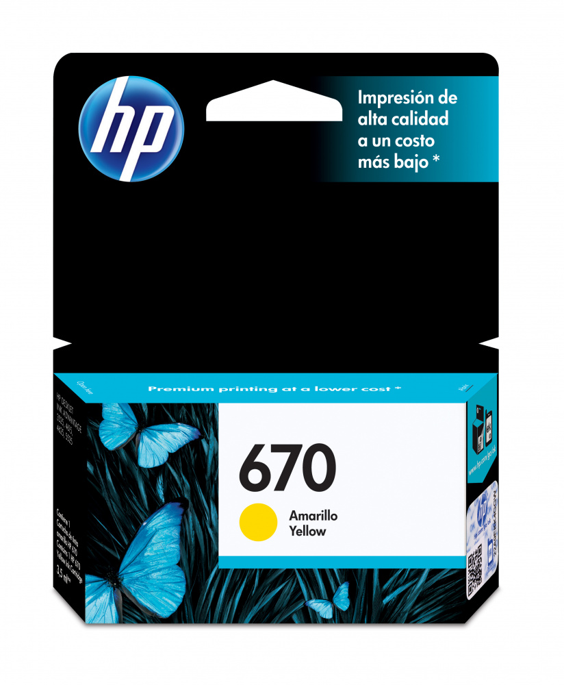 Cartucho HP 670 Amarillo Original, 300 Páginas