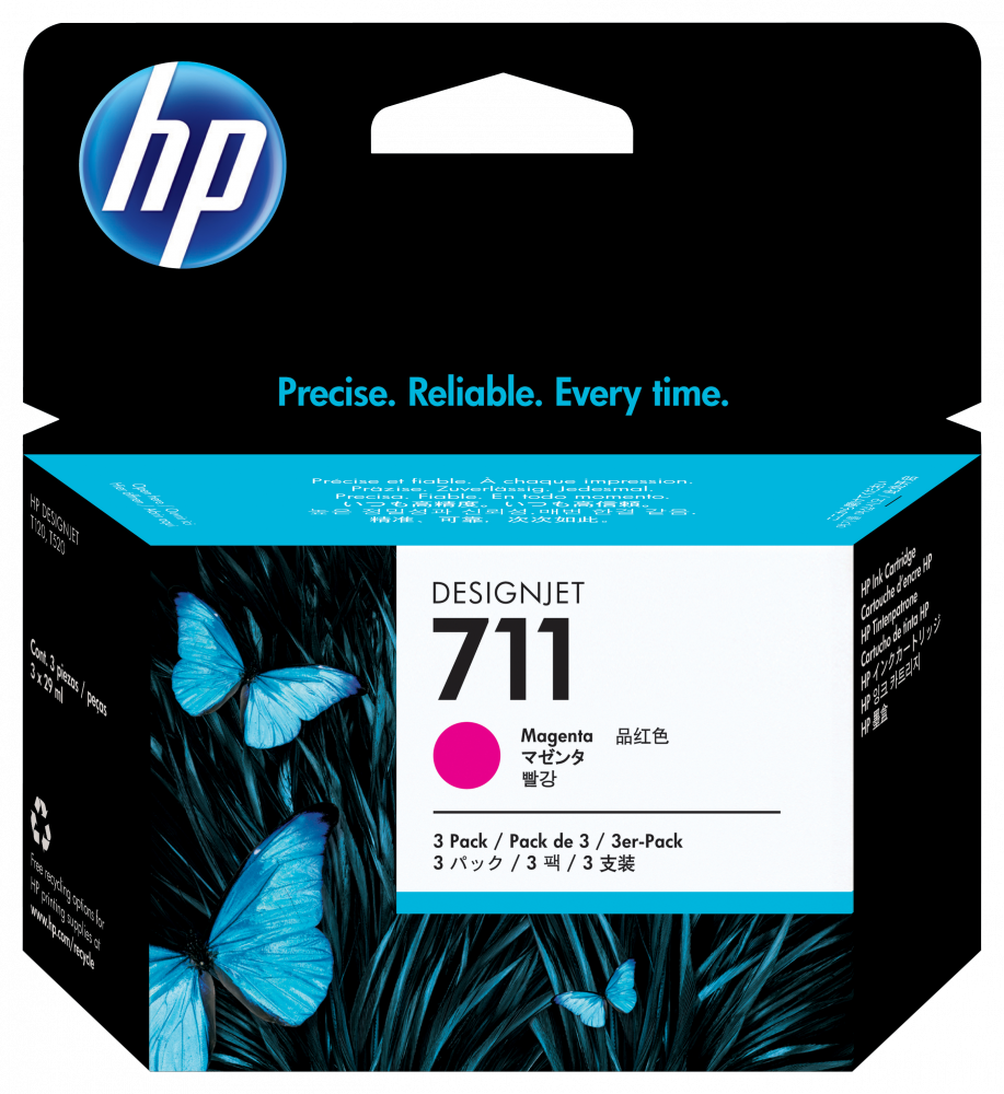 Cartucho HP 711 Paquete Triple Magenta Original 29ml ― ¡Compra $2,000 pesos o más en productos HP y participa para ganar una de las 2 pantallas Hisense!