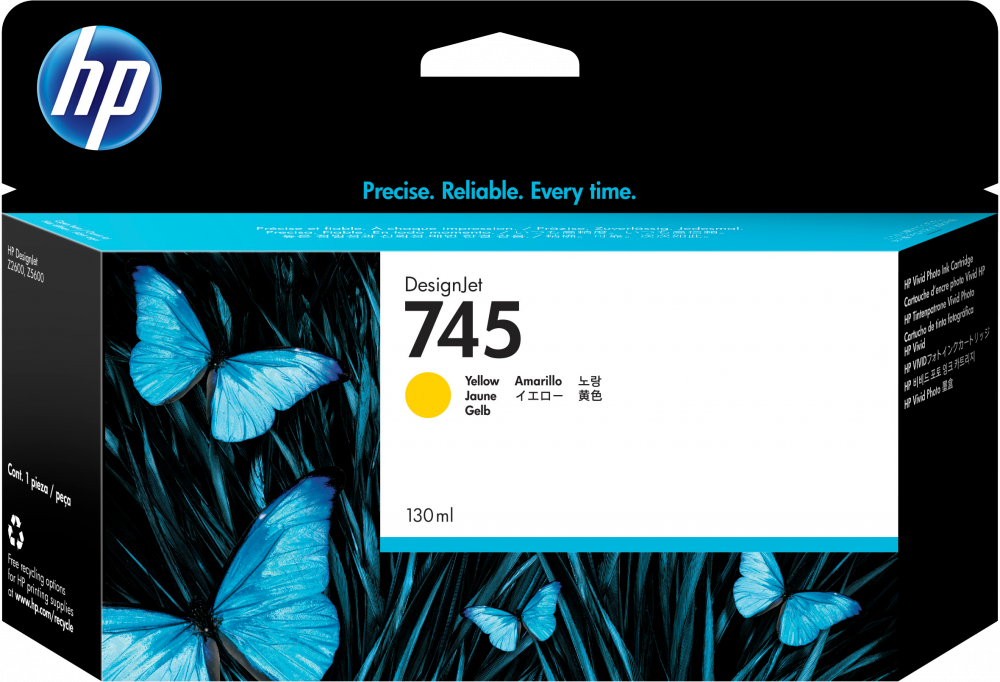 Cartucho HP 745 Amarillo, 130ml