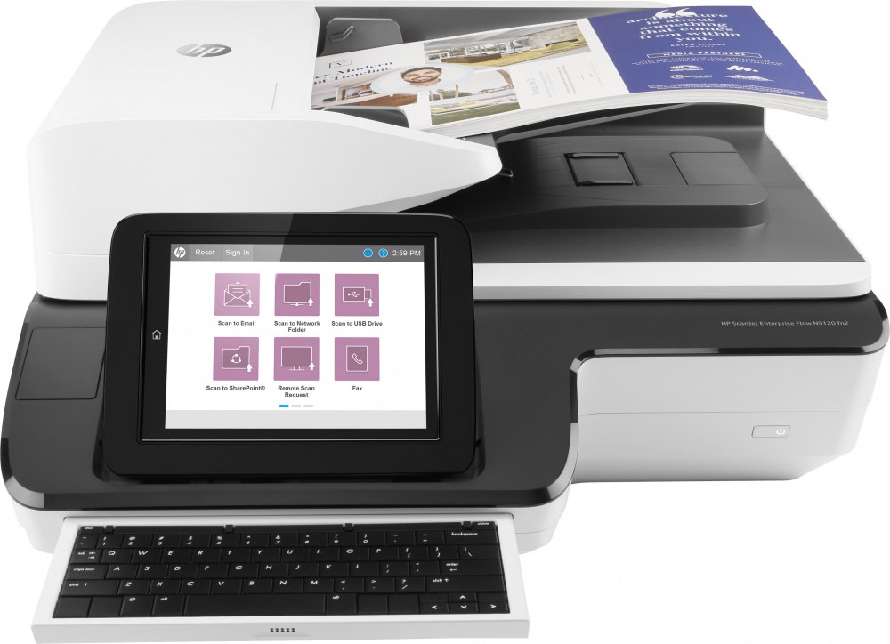 Scanner HP ScanJet Enterprise Flow N9120 fn2, 600 x 600 DPI, Escáner Color, Escaneado Dúplex, RJ-45/USB, Negro/Blanco