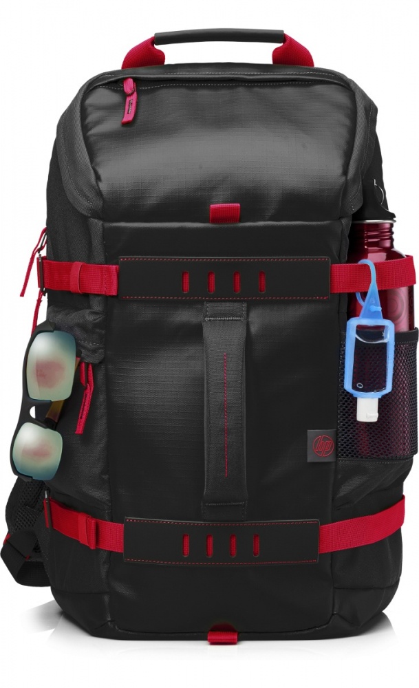 HP Mochila de Nilón Odyssey para Laptop 15.6'', Negro/Rojo