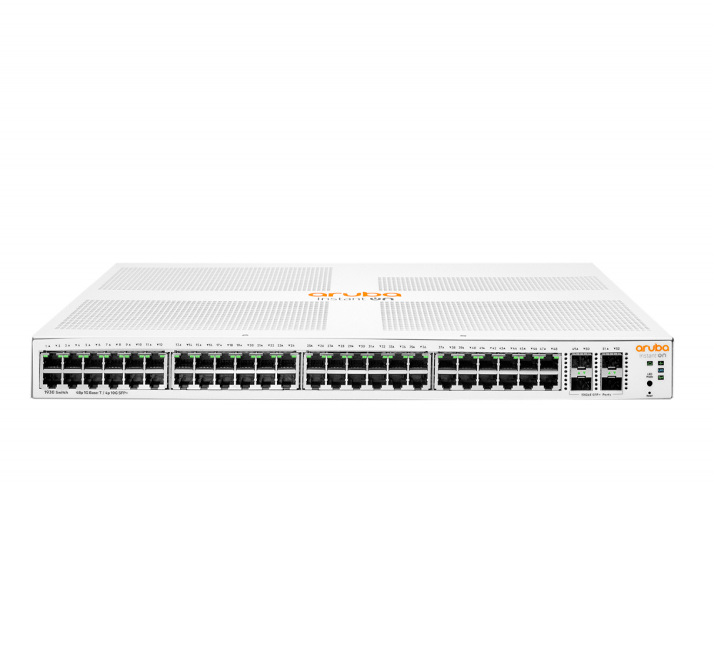 Switch Aruba Gigabit Ethernet Instant On 1930, 48 Puertos PoE 10/100/1000Mbps + 4 Puertos SFP+, 176 Gbit/s, 16.000 Entradas - Administrable