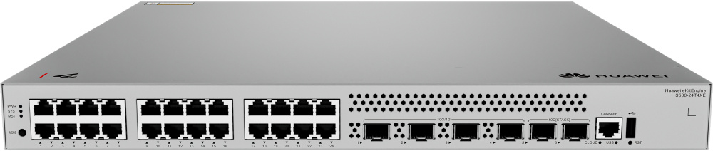 Switch Huawei Ekit S530-24T4XE, 24 Puertos Gigabit Ethernet 10/100/1000, 4 Puertos SFP+, 176 Gbit/s, 32000 Entradas, Administrado
