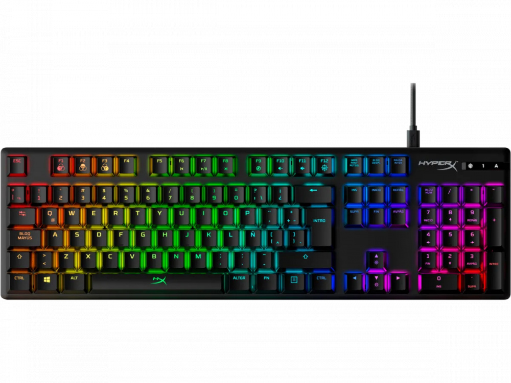 Teclado Gamer HyperX Alloy Origins LED RGB, Teclado Mecánico, HyperX Blue, USB A, Negro (Español)