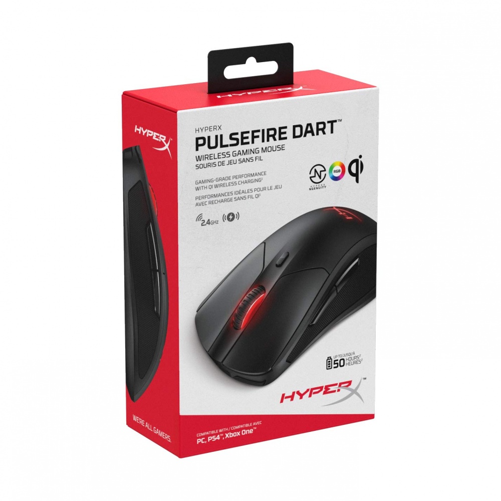 Mouse Gamer HyperX Óptico Pulsefire Dart, Inalámbrico, USB, 16000DPI, Negro