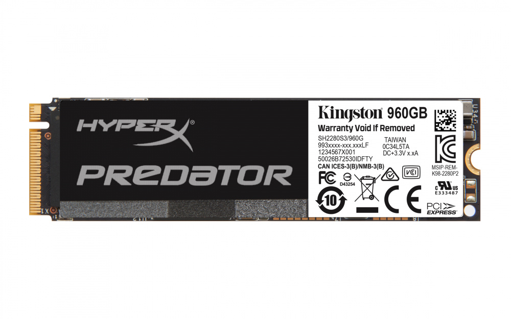 SSD HyperX Predator PCIe 2.0 x4, 960GB, M.2 2280, con Adaptador HHHL