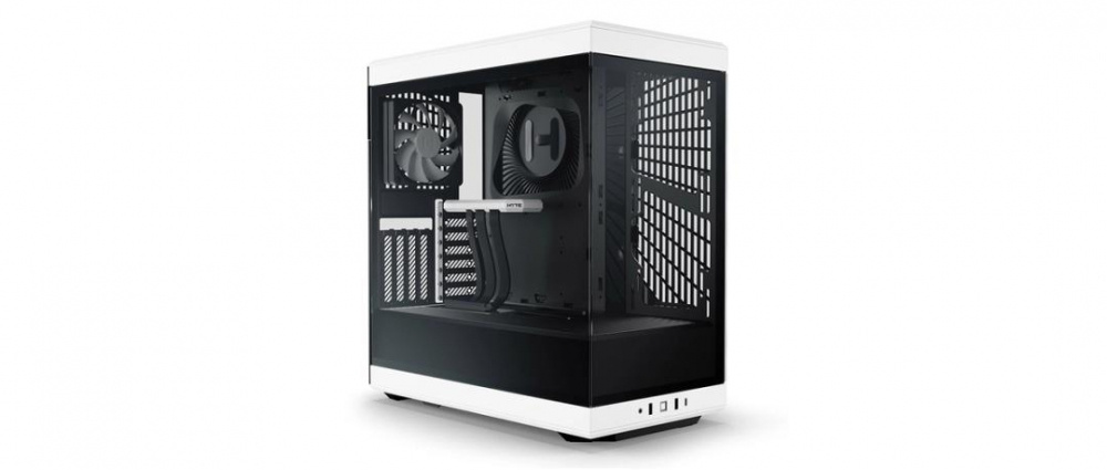 Gabinete HYTE Y40 con Ventana, Midi-Tower, ATX/ITX/micro-ATX, USB 3.0, sin Fuente, 2 Ventiladores Instalados, Negro/Blanco
