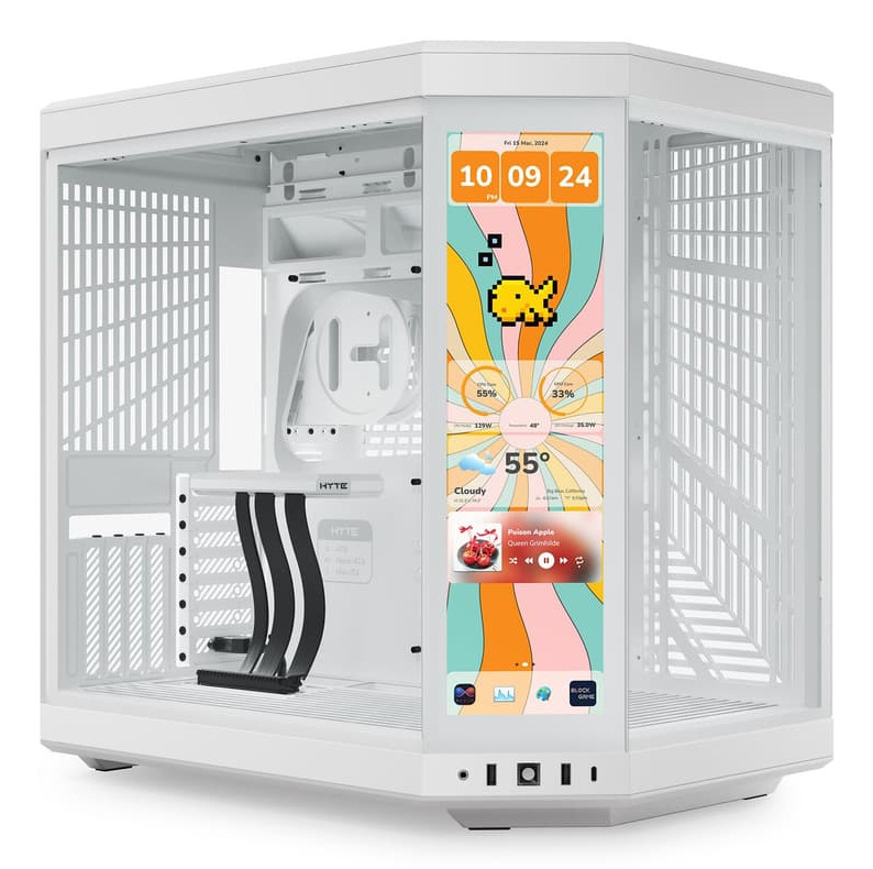 Gabinete Hyte Y70 Touch Infinite, Midi-Tower, ATX/EATX/Micro-ATX/Mini-ITX, USB 3.0, sin Fuente, sin Ventiladores Instalados, Blanco
