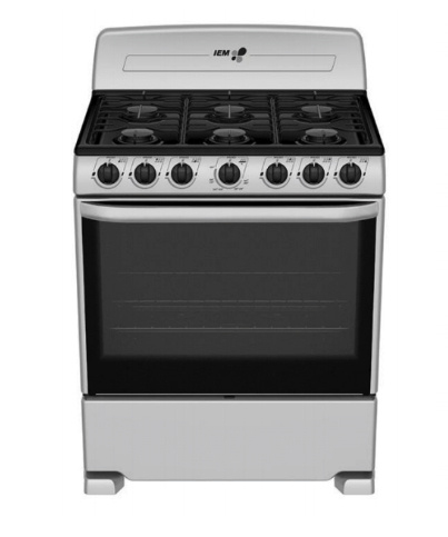 IEM Estufa y Horno de Gas 30" EI3520BAPS1, 6 Quemadores, Negro/Plata