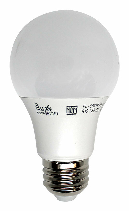 Illux Foco LED FL-10A19, Blanco Frío, Base E26/E27, 9.5W, 800 Lúmenes, 4 Piezas
