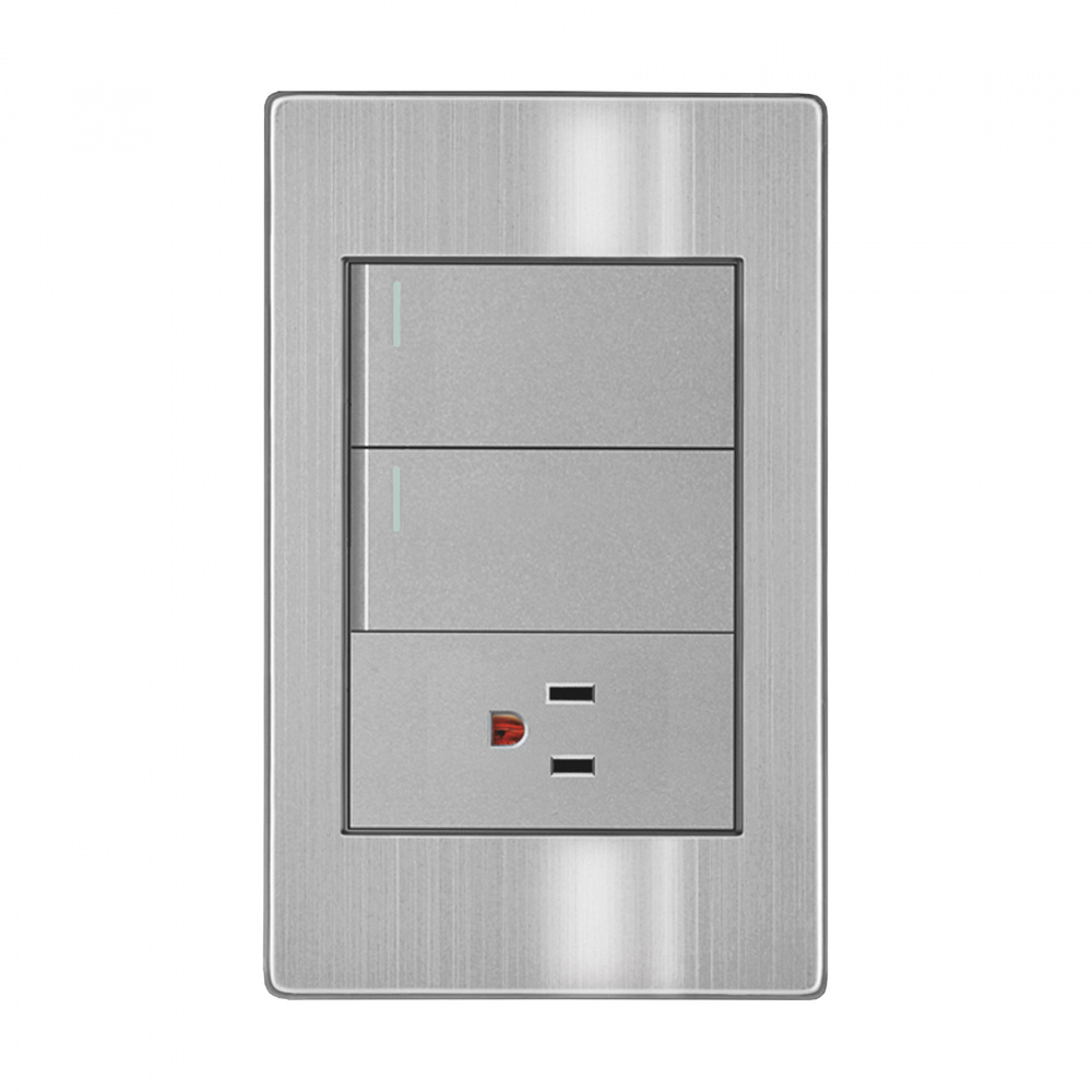 Innlite Tomacorriente APL-106, 1 Enchufe + 2 Apagadores, 90 - 277V, 15A, Acero Inoxidable