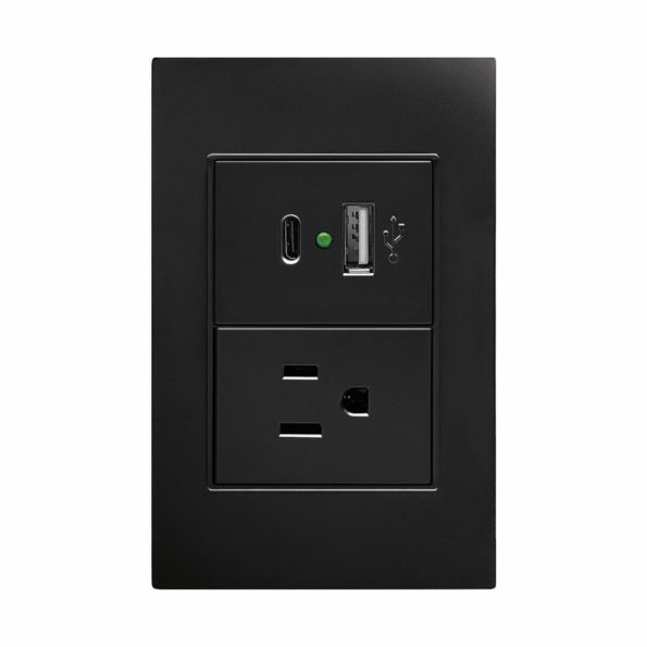 Innlite Tomacorriente APL-307, 1 Enchufe + USB A/USB C, 90 - 277V, 15A, Negro