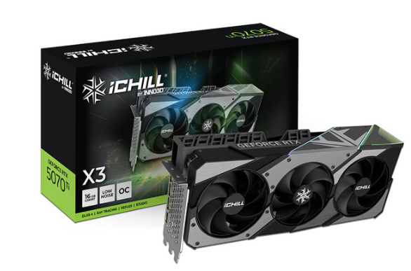 Tarjeta de Video Inno3d NVIDIA GeForce RTX 5070 Ti ICHILL X3, 16GB 256-bit GDDR7, PCI Express 5.0