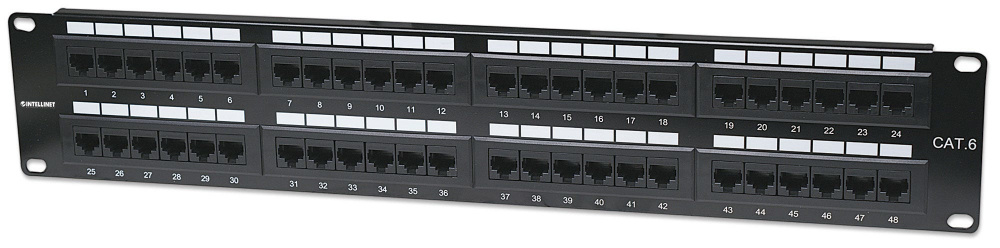 Intellinet Panel de Parcheo Cat6, 48 Puertos RJ-45, 2U, Negro