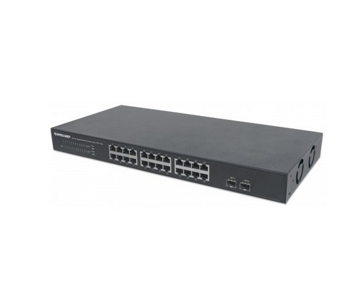 Switch Intellinet Gigabit Ethernet 561044, 24 Puertos 10/100/1000Mbps + 2 Puertos SFP, 52 Gbit/s, 8192 Entradas - No Administrable