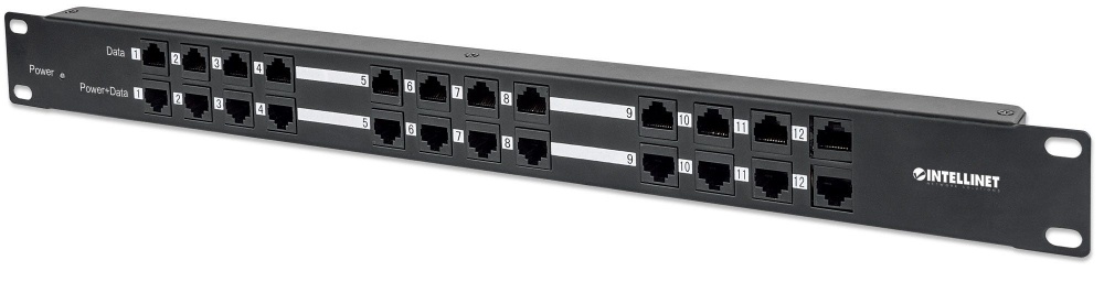 Intellinet Panel de Parcheo Cat5e, 12 Puertos RJ-45, 1U