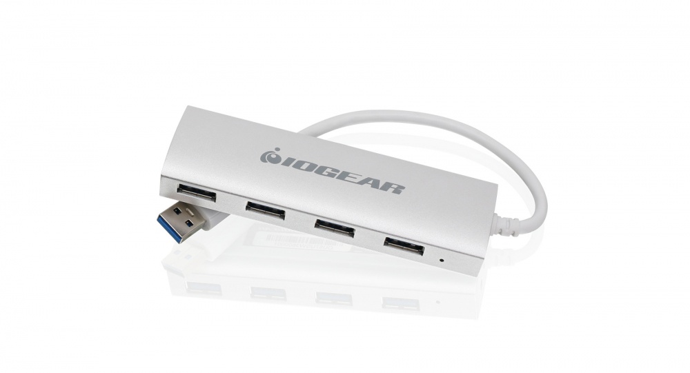 Iogear Hub USB Macho - 4 Puertos USB Hembra, 5000Mbit/s, Plata