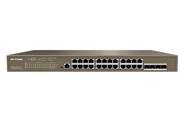 Switch IP-COM Gigabit Ethernet G5328P-24-410W, 24 Puertos PoE 10/100/1000Mbps + 4 Puertos SFP, 56Gbit/s, 16.000 Entradas - Administrable